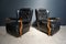 French Black Leatherette Chesterfield Club Chairs, 1940s, Set of 2 1