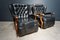 French Black Leatherette Chesterfield Club Chairs, 1940s, Set of 2, Image 2
