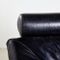 Juego de sofá vintage de cuero negro, años 80, Imagen 8