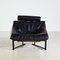 Vintage Black Leather Sofa Set, 1980s 4