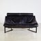 Juego de sofá vintage de cuero negro, años 80, Imagen 6