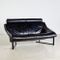 Juego de sofá vintage de cuero negro, años 80, Imagen 2