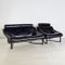Juego de sofá vintage de cuero negro, años 80, Imagen 1