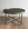 French Neoclassical Style Round Coffee Table with Faux-Leather Top from Maison Jansen, 1940s 1