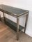 Brushed Steel Console Table with Glass Top by Guy Lefèvre for Maison Jansen, 1970s 7
