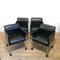 Black Lacquer & Leather Armchairs on Casters from Rosenthal, 1970s, Set of 4 3