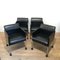 Black Lacquer & Leather Armchairs on Casters from Rosenthal, 1970s, Set of 4, Image 3