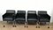 Black Lacquer & Leather Armchairs on Casters from Rosenthal, 1970s, Set of 4 2