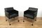 Black Lacquer & Leather Armchairs on Casters from Rosenthal, 1970s, Set of 4 1