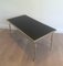 Silver Coffee Table with Cloven Hoof Feet & Black Lacquered Glass Top, 1940s 5