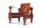 Brutalistischer Vintage Sessel aus cognacfarbenem Leder 5