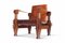 Vintage Brutalist Armchair in Cognac Leather, Image 5