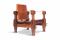 Brutalistischer Vintage Sessel aus cognacfarbenem Leder 1