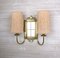 Brass Wall Lights with Fabric Shades, 1930s, Set of 2 2