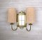 Brass Wall Lights with Fabric Shades, 1930s, Set of 2, Image 2