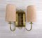 Brass Wall Lights with Fabric Shades, 1930s, Set of 2 4