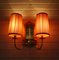 Brass Wall Lights with Fabric Shades, 1930s, Set of 2 9