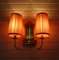 Brass Wall Lights with Fabric Shades, 1930s, Set of 2, Image 9