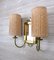 Brass Wall Lights with Fabric Shades, 1930s, Set of 2, Image 5