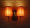Lampade da parete in ottone con paralume in tessuto, anni '30, set di 2, Immagine 7