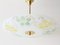 French Glass & Glided Brass Chandelier, 1950s, Image 1