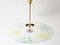 French Glass & Glided Brass Chandelier, 1950s 2