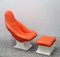 Space Age Fiberglass Lounge Chair with Pouf, 1970s, Set of 2 1