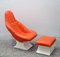 Space Age Glasfaser Sessel mit Pouf, 1970er 1