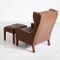 Danish Leather Lounge Chair & Footstool, 1970s 3
