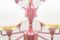 Lámpara de araña Orbital de vidrio opalino rojo, años 60, Imagen 4