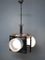 Lámpara de araña italiana Mid-Century de cromo y vidrio opalino, Imagen 2