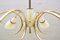 Mid-Century Sputnik Glass & Brass 6-Arm Ceiling Lamp 5