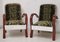 Art Deco Cherry & Velvet Armchairs, 1930s, Set of 2, Image 4