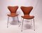 Sillas modelo 3107 de cuero Savanne color coñac de Arne Jacobsen para Fritz Hansen, años 70. Juego de 2, Imagen 3