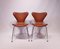 Model 3107 Cognac-Colored Savanne Leather Chairs by Arne Jacobsen for Fritz Hansen, 1970s, Set of 2 1