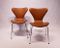 Model 3107 Seven Chairs in Cognac Leather by Arne Jacobsen for Fritz Hansen, 1967, Set of 2 2