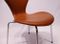 Model 3107 Seven Chairs in Cognac Leather by Arne Jacobsen for Fritz Hansen, 1967, Set of 2 9