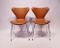 Model 3107 Seven Chairs in Cognac Leather by Arne Jacobsen for Fritz Hansen, 1967, Set of 2 3