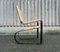 French Flat Metal & Pine Armchair, 1960s 3