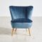 Navy Blue Velvet Club Chair, 1970s 1