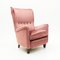 Sillón italiano de terciopelo rosa, años 50, Imagen 1