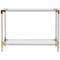 Vintage Brass, Acrylic Glass & Glass Top Console Table 1