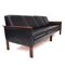 Scandinavian Black Leather Sofa, 1950s, Image 4
