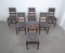 Antique German Oak Dining Chairs, Set of 6 4