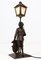 Lampe de Table Arts & Crafts Knight en Métal Patiné par Hugo Berger pour Goberg, 1920s 5
