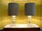 Lámparas de mesa grandes de vidrio, cromo y alcántara, años 60. Juego de 2, Imagen 3