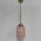 Art Deco Hanging Lamp with Pink Frosted Glass Shade, 1930s 1