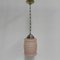 Art Deco Hanging Lamp with Pink Frosted Glass Shade, 1930s, Image 1