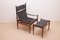 Safari Sessel und Fußhocker von Erik Wørts für Niels Eilersen, 1960er, 2er Set 1