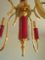 Vintage Brass & Red Crystal Chandelier 9